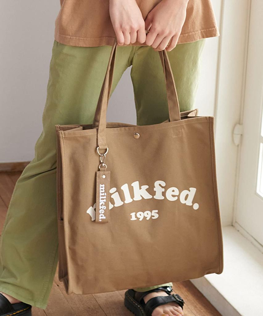 Сумка-тоут Milkfed Piping Square, Логотип Cooper, Женская, Бежевая, Один размер