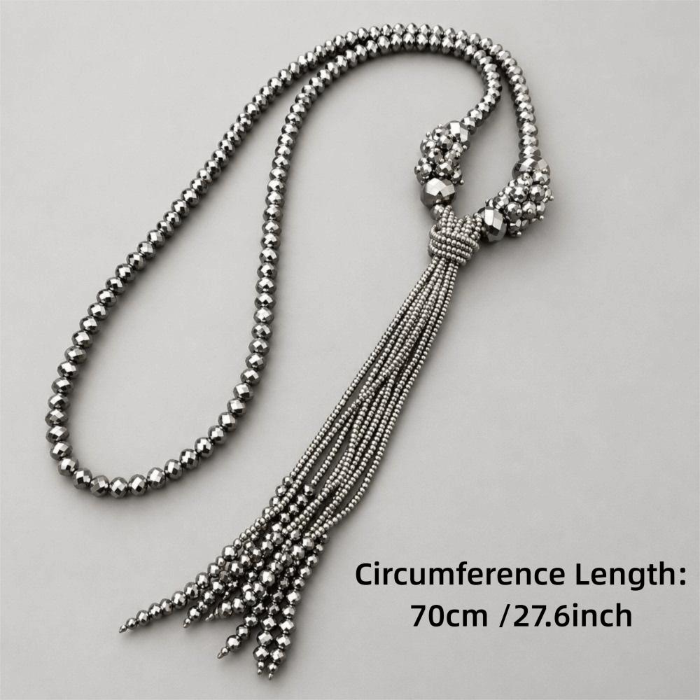 Long Tassel Crystal Beaded Necklace Bling Bling Finish All Glass Crystals Necklace Party Gift
