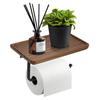 Heavy Duty and Premium Toilet Paper Holder with Shelf Black,Wooden Wall Mount Tissue Paper Roll Holder with Screw - Bathroom Accessories