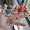 Light Luxury Personalized Rhinestone Crab Brooch Fashionable Full Diamond High-End Alloy Pin Coat Accessories Brooch