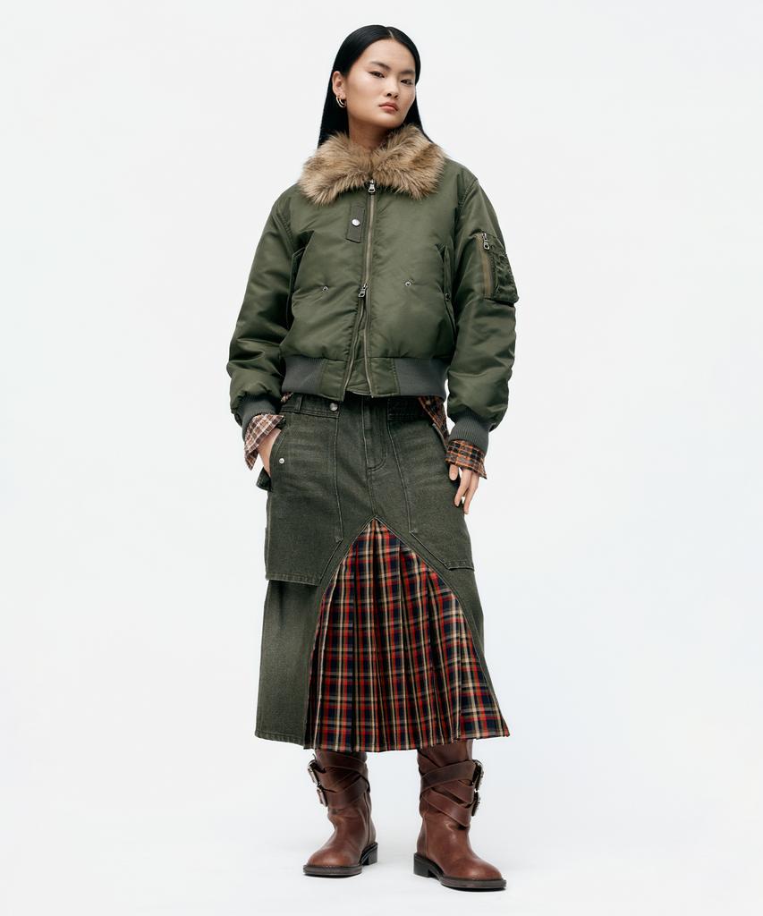 Adsb Andersson Bell Fur Collar Ma-1 Bomber Awa737U(Khaki)