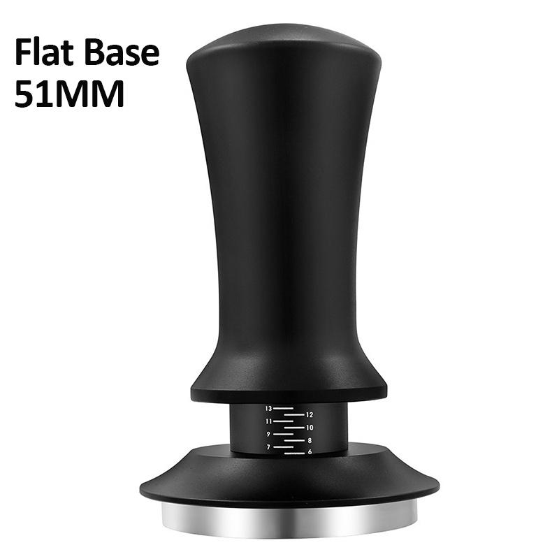 51/53/58mm Coffee Tamper Stainless Steel Coffee Powder Constant Press Hammer with Scale Flat/Thread Base Espresso Accessories