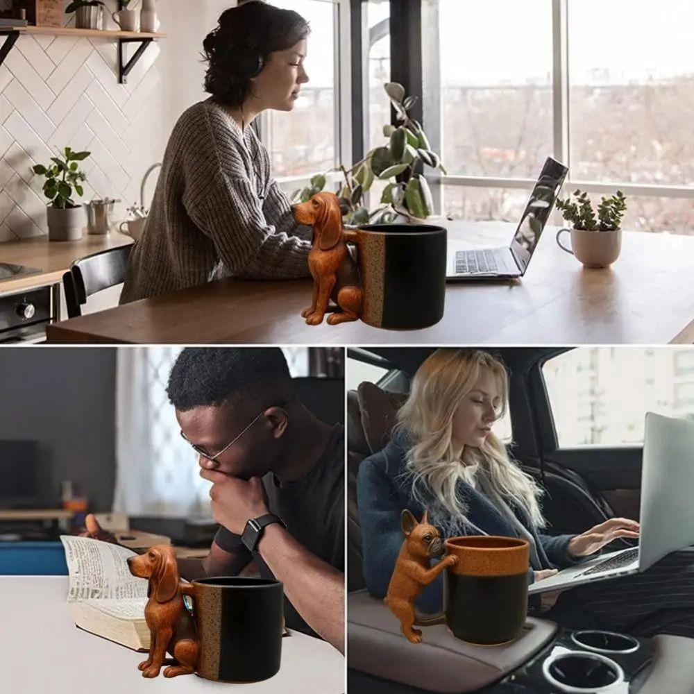 Кружка для кофе с ручкой таксы, ручной работы, дизайн щенка, 3D кружка с животным, очаровательное украшение в виде щенка, кружка с бульдогом