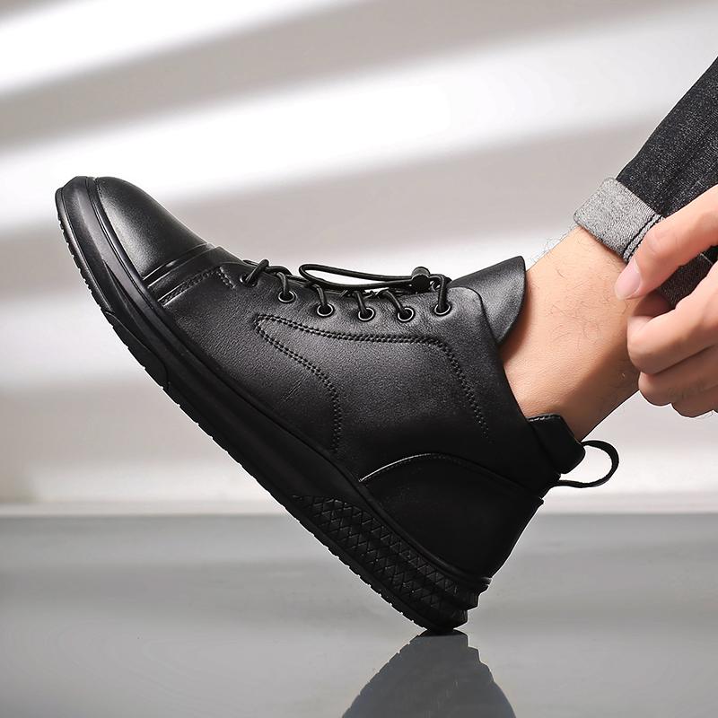 Новое поступление, мужские ботильоны, осенне-зимняя повседневная обувь с высоким верхом, натуральная кожа, мужские базовые ботинки, нескользящие, теплые, кроссовки для активного отдыха