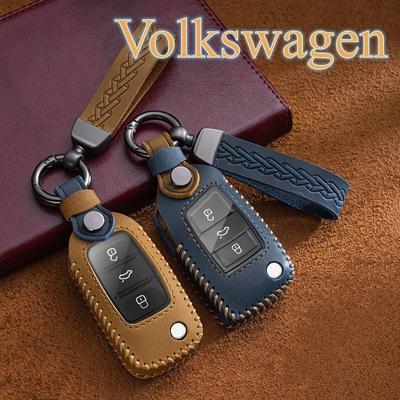 Новый мягкий кожаный чехол для автомобильного ключа для VW Volkswagen Golf 7 MK7 Tiguan MK2 для Seat Ateca Leon FR Ibiza Skoda Octavia Kodiaq