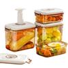 Vacuum Food Storage Container with Removable Drain Plate Fridge Organizer Kitchen Storage Box for Fruit Vegetables Bread Snacks