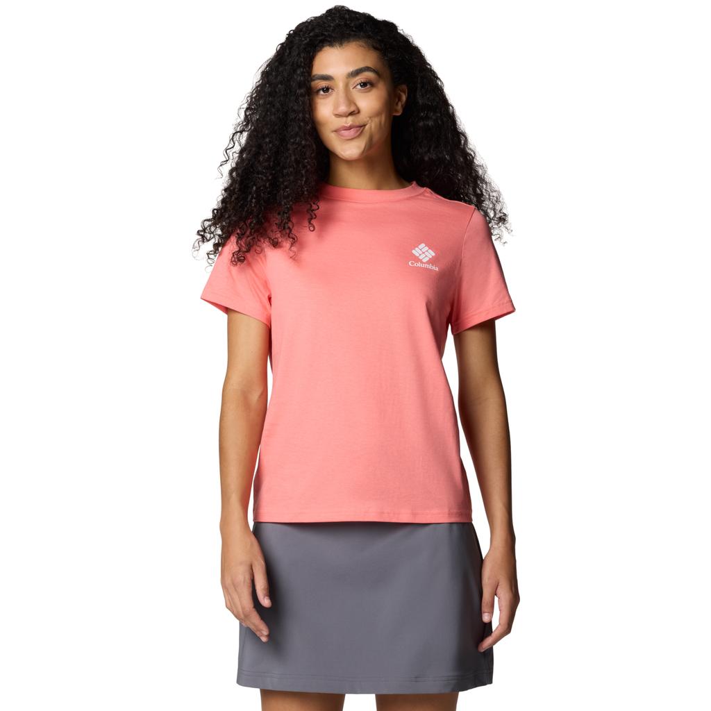Columbia Rolling Bend Graphic SS Tee, Womens pink T-shirt