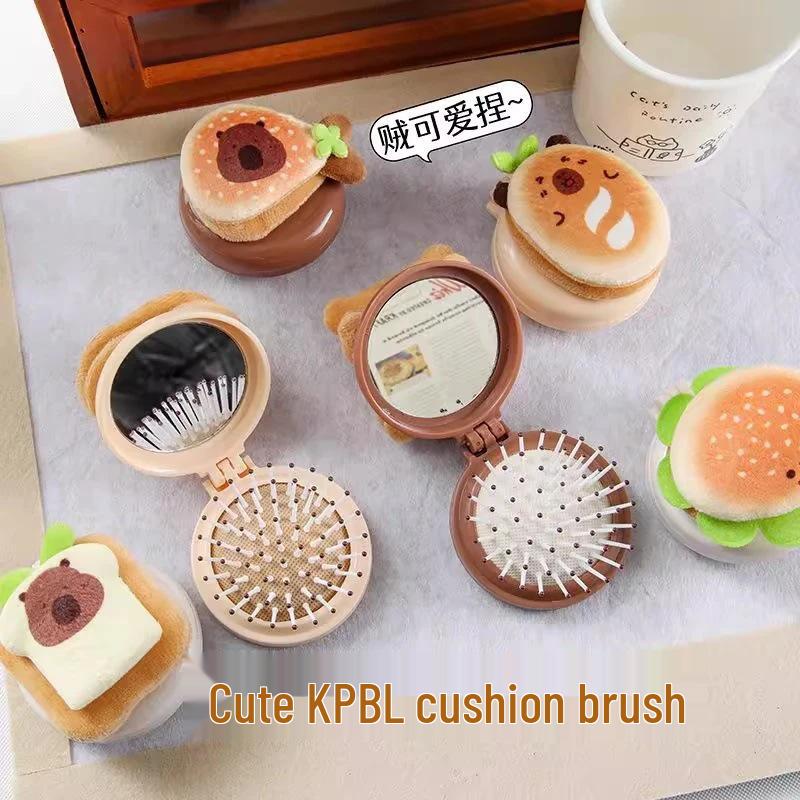 Новое поступление: Складная подушечная щетка с воздушной подушкой Капибара – Компактная массажная расческа с бесплатной доставкой