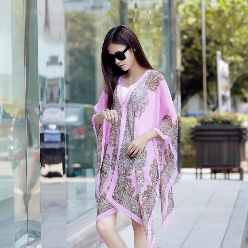 New Sunscreen Shawl Cycling Beach Scarf Chiffon Printing Uv Shawl