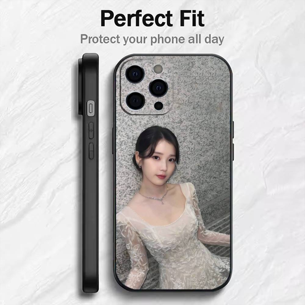 Чехол для телефона с принтом I-U J-Ji-eun Lee-e Для iPhone17,16,15,14,13,12 Plus,Max Мягкий силиконовый Черный чехол