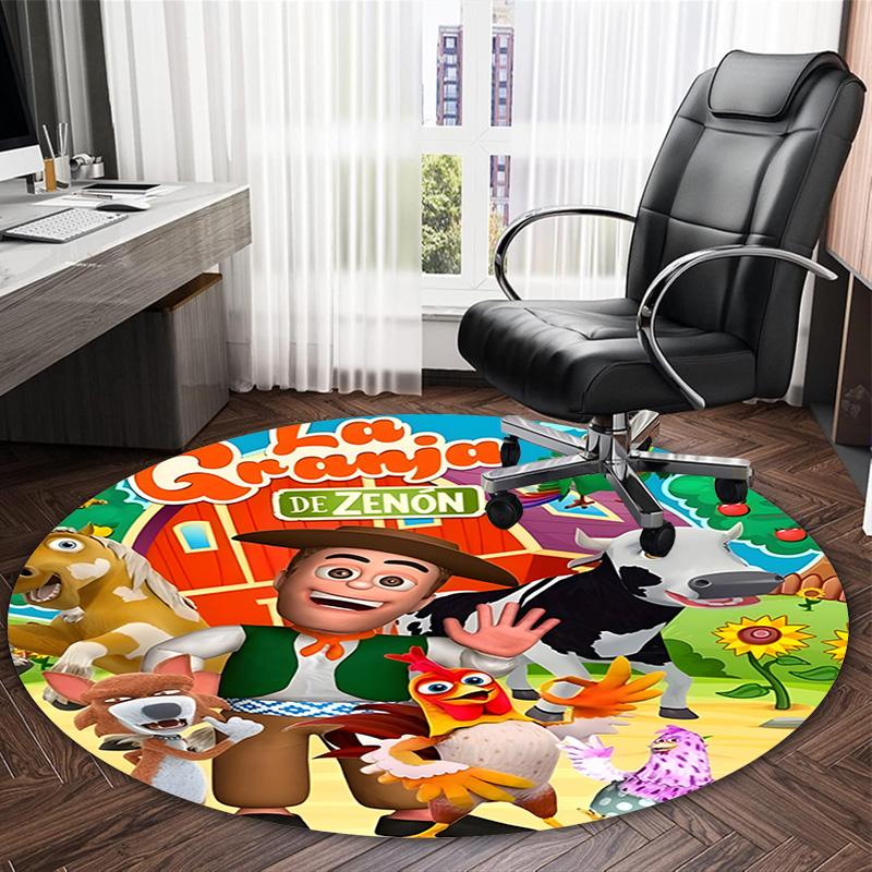 1pc La Granja de Zenon Print Round Carpet Chair Round Carpet Suitable for Bedroom Living Room Home Decorative Carpet