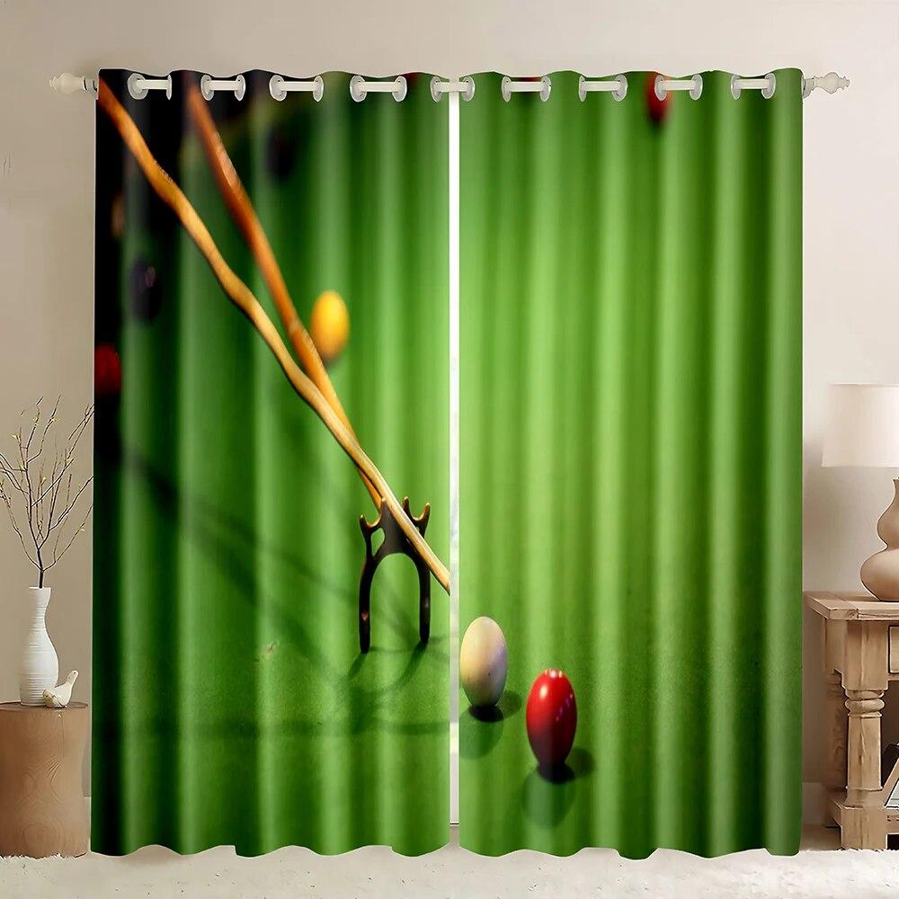 Billiard Pool Balls Arrangement Snooker Contest Beginning Entertainment Game Print Blackout Curtains