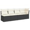 Vidaxl Sofa Ogrodowa Z Poduszkami, 4-Osobowa, Czarna, Polirattan