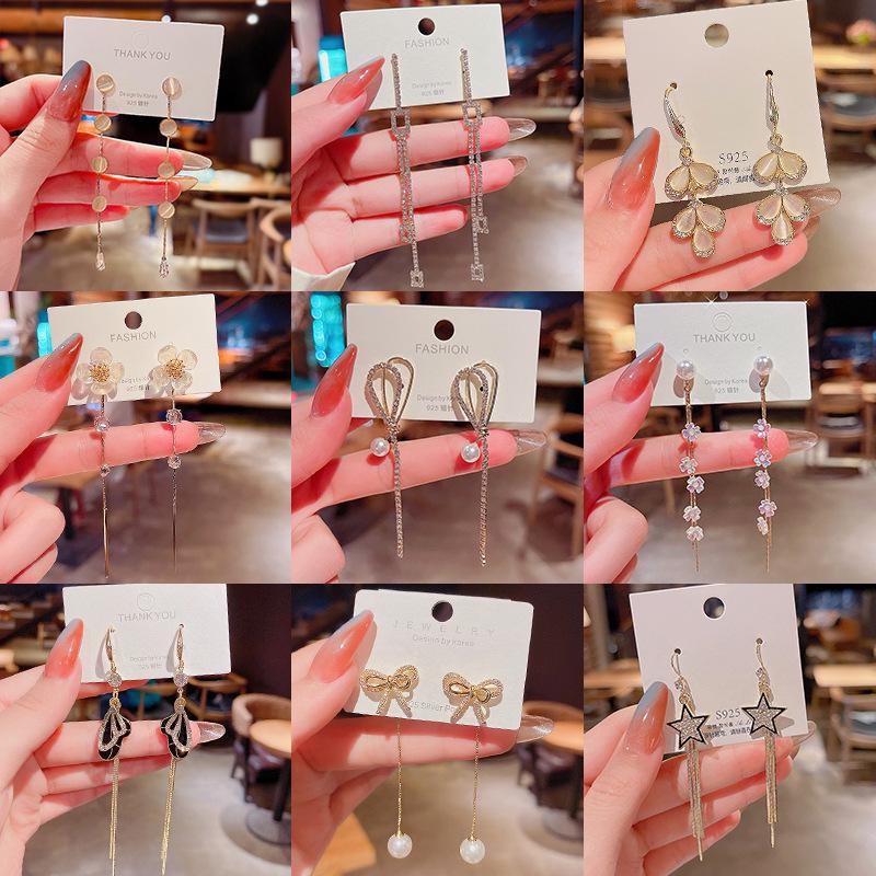 Корейские серьги-кисточки с жемчугом - серебро S925, универсальные и модные