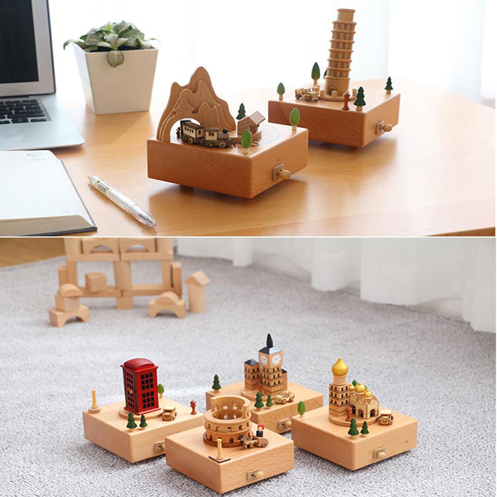 D2 Carousel Musical Box Wooden Music Box Wood Crafts Retro Birthday Gift Vintage Home Decoration Valentine's Day Gift Girlfriend
