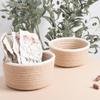 Pack of 3 Natural Linen Rope Woven Baskets Sturdy Woven Basket Collection for Contemporary Home Organizing Needs