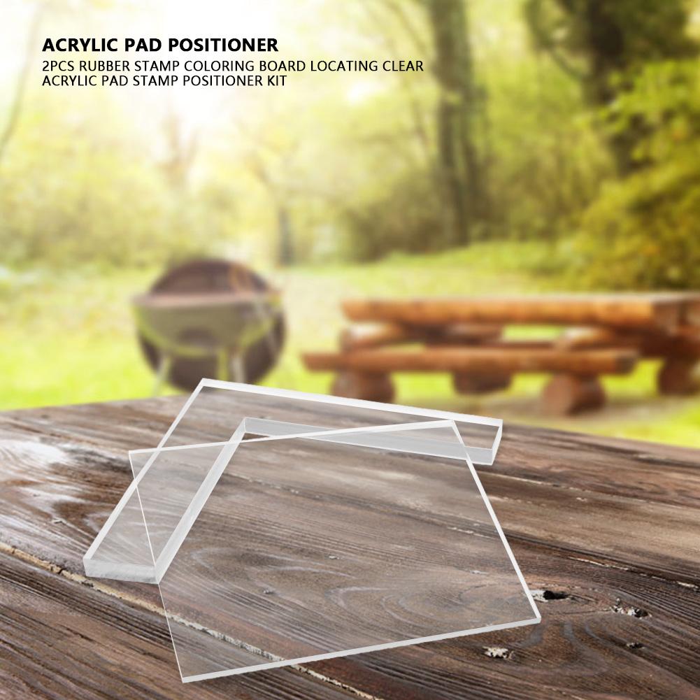 Набор из 2 шт. Резиновый штамп Раскраска Доска для позиционирования Прозрачная акриловая подушка Набор позиционера для штампов