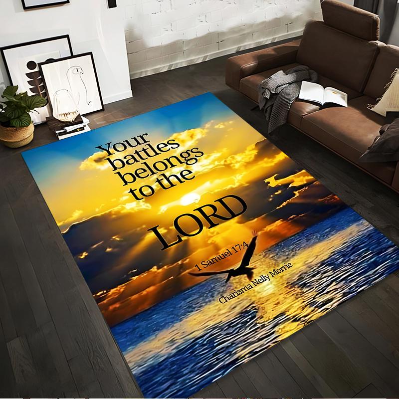 Sunset Sky with Inspirational Quote Rug Non-slip rug suitable for living room and bedroom sofas.