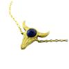 [Q0980] - Handmade 'Boho' Gold Blue Bracelet (bison Skull) - 14x14 Mm