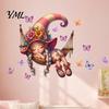 Healing Theme Wall Stickers for Girls Room Flower Fairy Hammock Decal, Peel and Stick Butterfly Tale Waterproof Floral Sticker, Decorative Mural