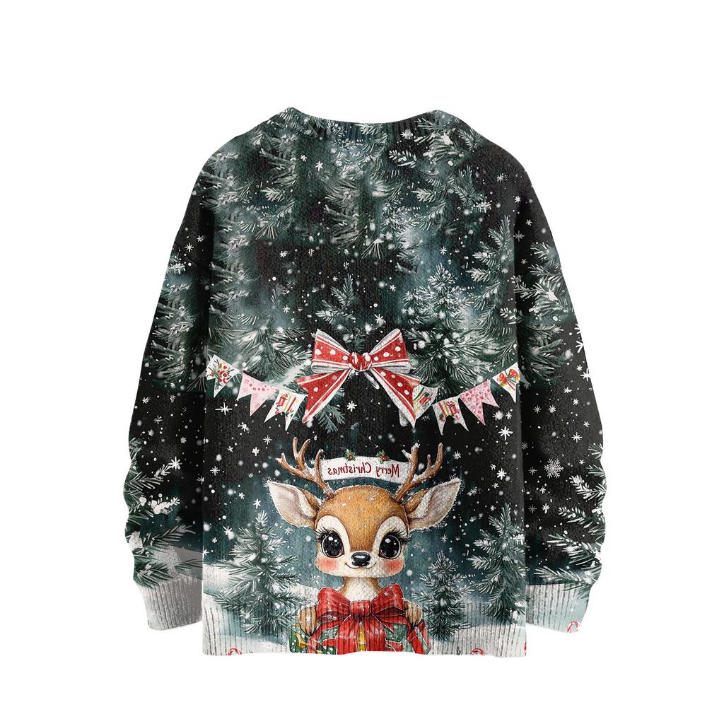 Рождественские толстовки для женщин Вязаный свитер Милая рубашка Осенний свитер с круглым вырезом Топы