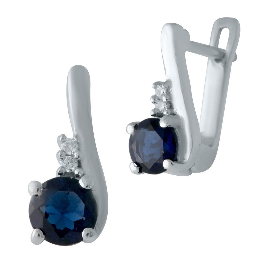 Silver Earrings with Nano 0.832ct Sapphire (2007074)
