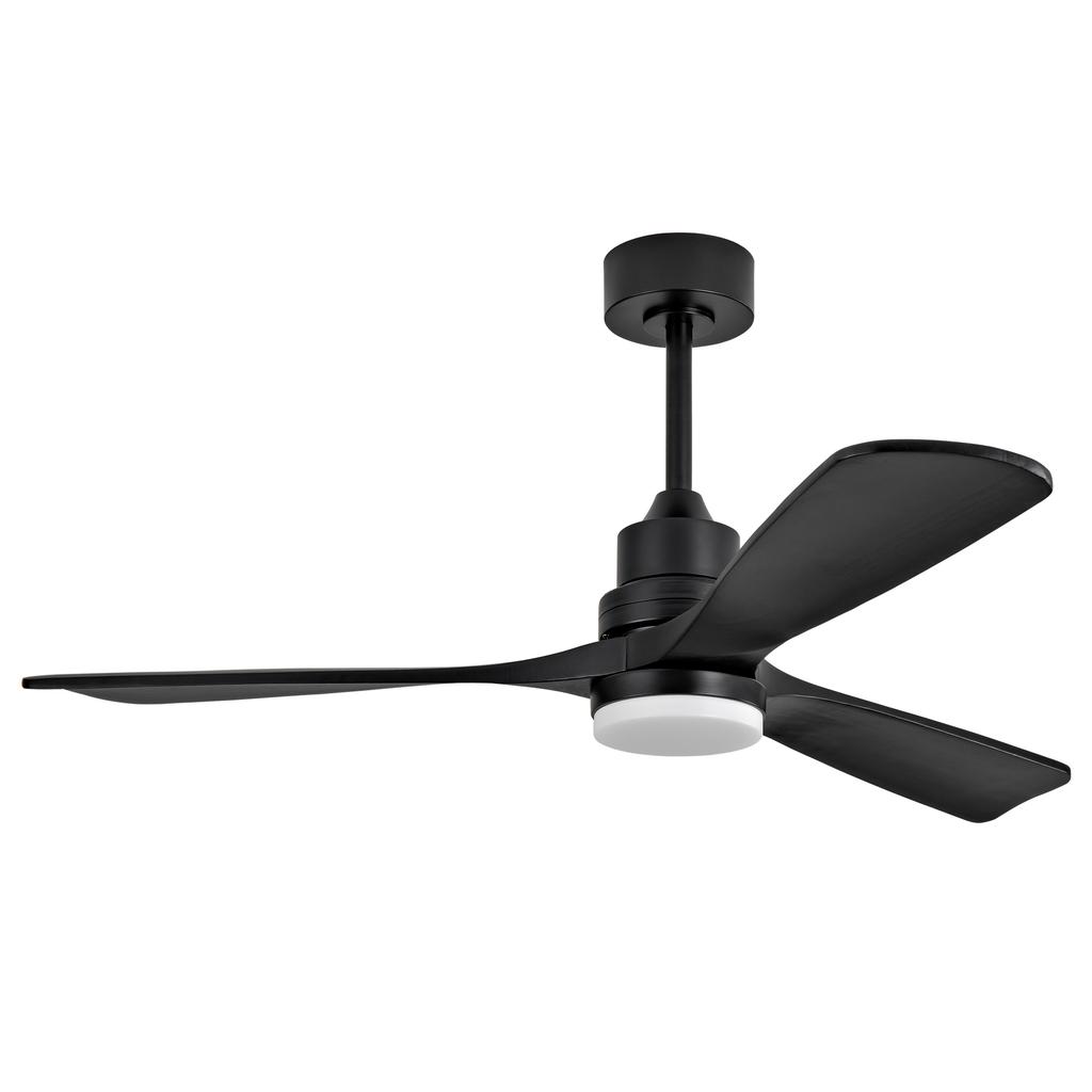 52-Inch Ceiling Fan, Three-Blade, Completely Black Spiral, Lighting, Remote Control, 3CCT, Dimmable, Six-Speed Settings, Forward and Reverse Rotation