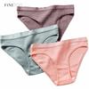 FINETOO 3Pcs/Set Women's Underwear Cotton Panties Sexy Knickers Female Underpants Solid Color Briefs Intimates Women Lingerie M-2XL