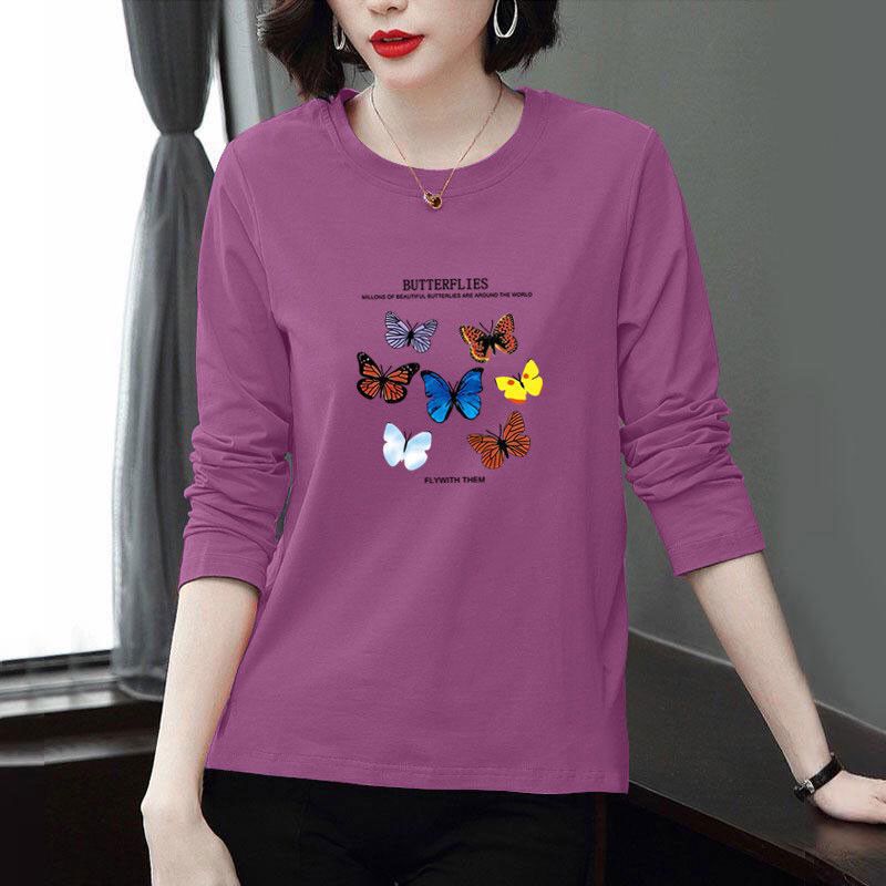 Long-sleeved T-shirt Women's Autumn Korean Version of the New Loose Large-size Printed Long-sleeved Top T-shirt Tide