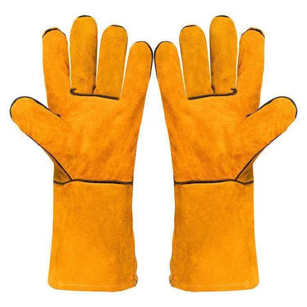 Cowhide Work Gloves Welding Safety Protection Thickened Double Cowhide Gloves Wear-resistant Labour Gloves for Workplace Work