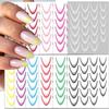 12 листов градиентные наклейки для дизайна ногтей в стиле французский маникюр, самоклеящиеся наклейки для ногтей, украшения для ногтей, принадлежности для ногтей