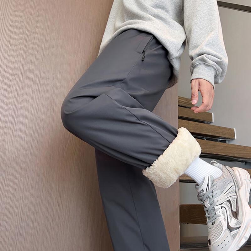 Jeanswest Men's Winter Outdoor Fleece Lined Drawstring Cuffed Pants