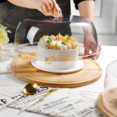 Подставка для торта из бамбука с куполом для хранения хлеба, держателем для тарелок для закусок, подносом для сервировки