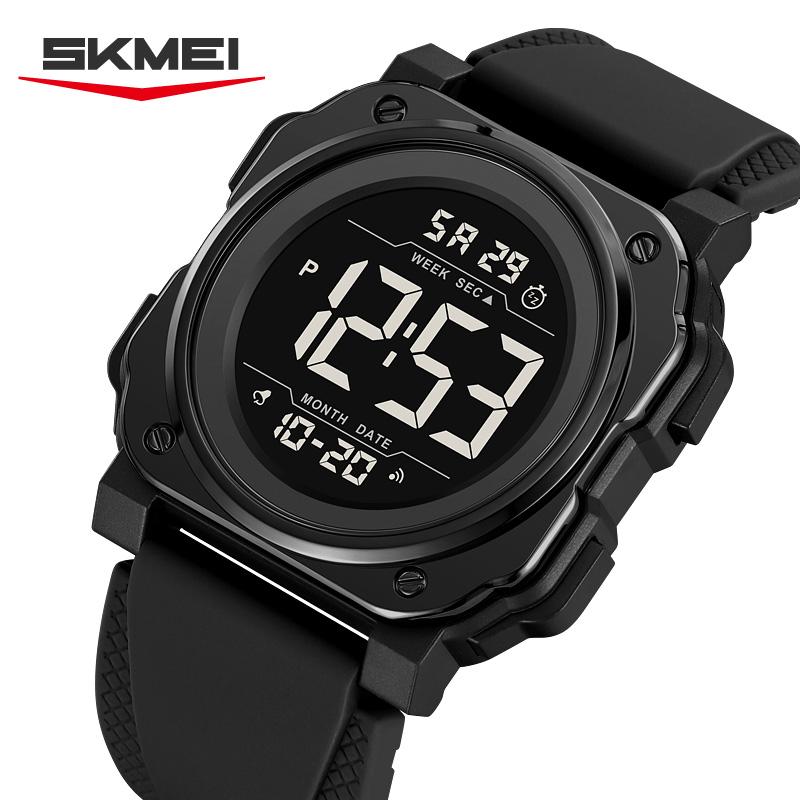 Skmei 2511 Модные цифровые часы для мужчин Силиконовый ремешок Водонепроницаемость Многофункциональность Ночная подсветка Спортивные часы Завод
