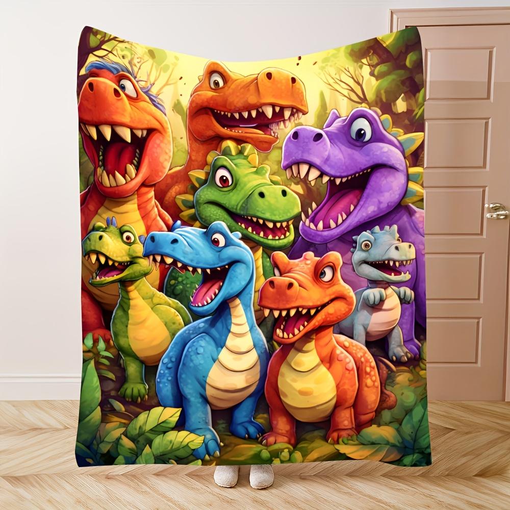 Cute cartoon-like little dinosaur Flannel printed blanket suitable for all seasons suitable for living room office sofa travel