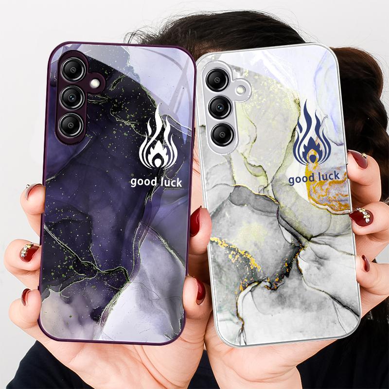 Зеленый мраморный узор Для Samsung A 20 30 22 23 24 25 26 31 32 33 34 35 42 50 51 52 53 54 55 56 70 71 72 73 5G стеклянный чехол для телефона