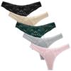 TUOTISI Lace Panties with Sexy Pack of 5 Women's T-Back Ribbon, Lingerie, Low-Rise Panties, Seamless, Butt-Shaping, Non-Slip, Quick-Drying, Thin,