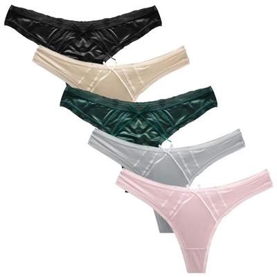 TUOTISI Кружевные трусики Т-стринги с сексуальным набором из 5 штук, женское белье, трусики с низкой посадкой, бесшовные, с эффектом формирования ягодиц, не скользящие, быстросохнущие, тонкие,