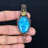 Turquoise 999 Copper Wire Wrapped Pendant, Handmade Gemstone Jewelry Pendant Gift For Birthday