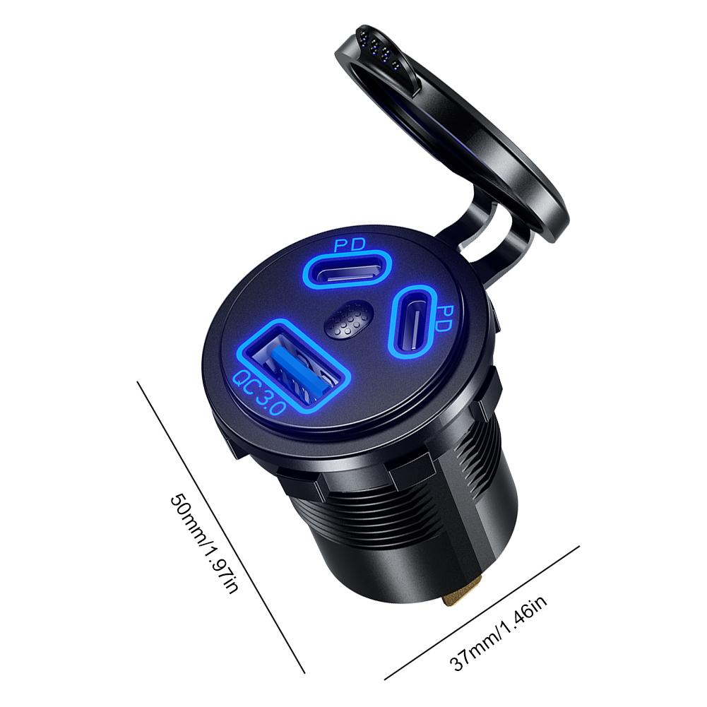 45 Вт USB-разъем для зарядки Dual PD Type-C адаптер для быстрой зарядки QC3.0 розетка IP66 водонепроницаемая с выключателем для автомобиля, лодки, квадроцикла