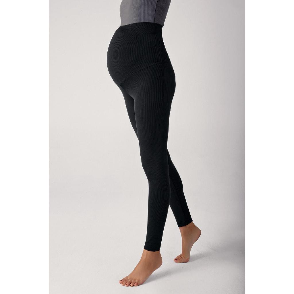 Гибкие колготки для беременных с регулируемой высокой талией в рубчик F03