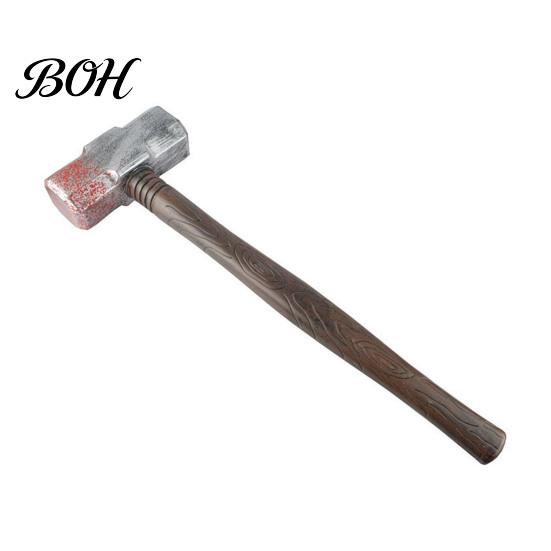 Detailed Costume Hammer Plastic Fake Prop, Lightweight Sledge for Halloween Stage Performance Prop Accessory, Spooky Faux Blood Weapon Cosplay, Scary