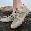 Men’s Outdoor Hiking Shoes Grey Driving Shoes Casual Slip on Summer Black Mesh Shoes Plus Size 45 46