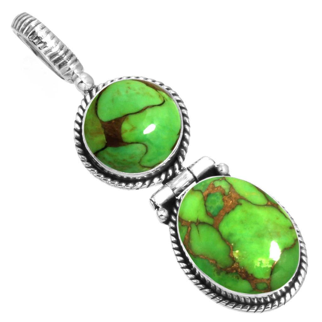 925 Sterling Silver Pendant Women Gemstone Handmade Jewelry Friendship Day Gift Blue Green Purple Copper Turquoise Pearl Lapis Mother Of Pearl