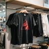 Новая хлопковая футболка с принтом красного волка, с коротким рукавом, американская, мужская и женская, свободного кроя, модная, от модного бренда, повседневный топ с рукавом до локтя