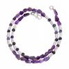 Natural Amethyst Moonstone Iolite Gemstone Smooth Beads Necklace 17" UB-4601 UB-4601