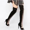 Women Boot Over The Knee Bohemian Strap Sandals Stiletto Sexy Fish Mouth Cross Strap Hollow Out High Quality Women Shoes