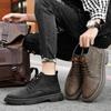 Модные стильные мужские мотоциклетные ботинки из натуральной кожи, мужская обувь высокого качества, теплая плюшевая меховая зимняя обувь, повседневные высокие ботильоны