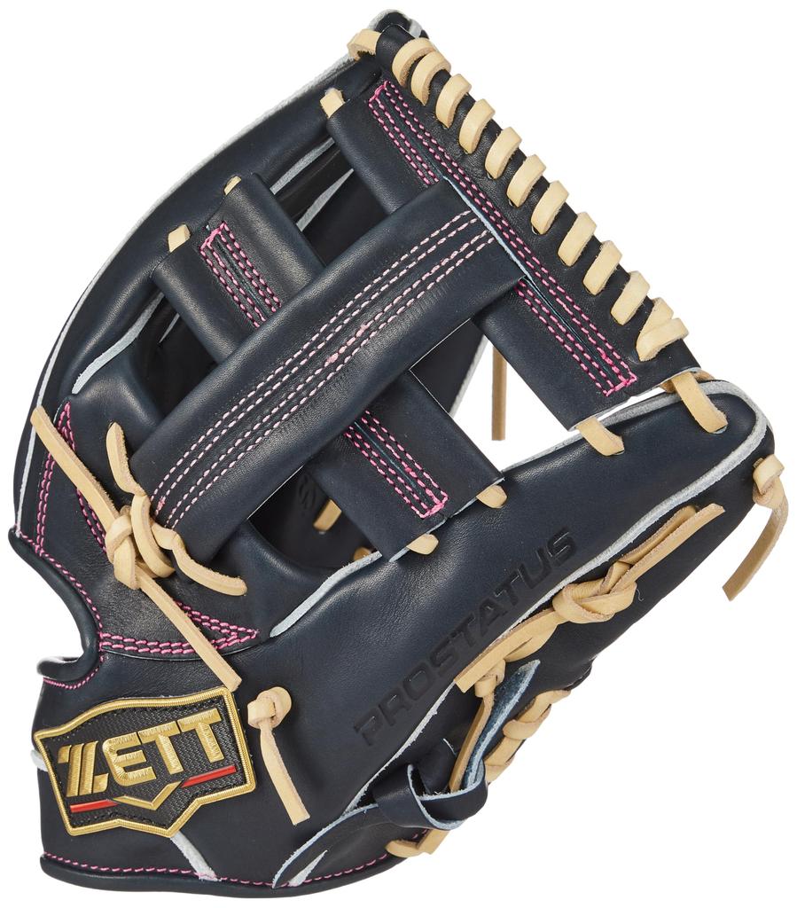 Жесткая бейсбольная перчатка ZETT Prostatus SE для игрока Наоки Йошикава, цвет ночной черный x пастельно-коричневый, для правого метателя BPROG265S, вторая/короткая (1932Н)