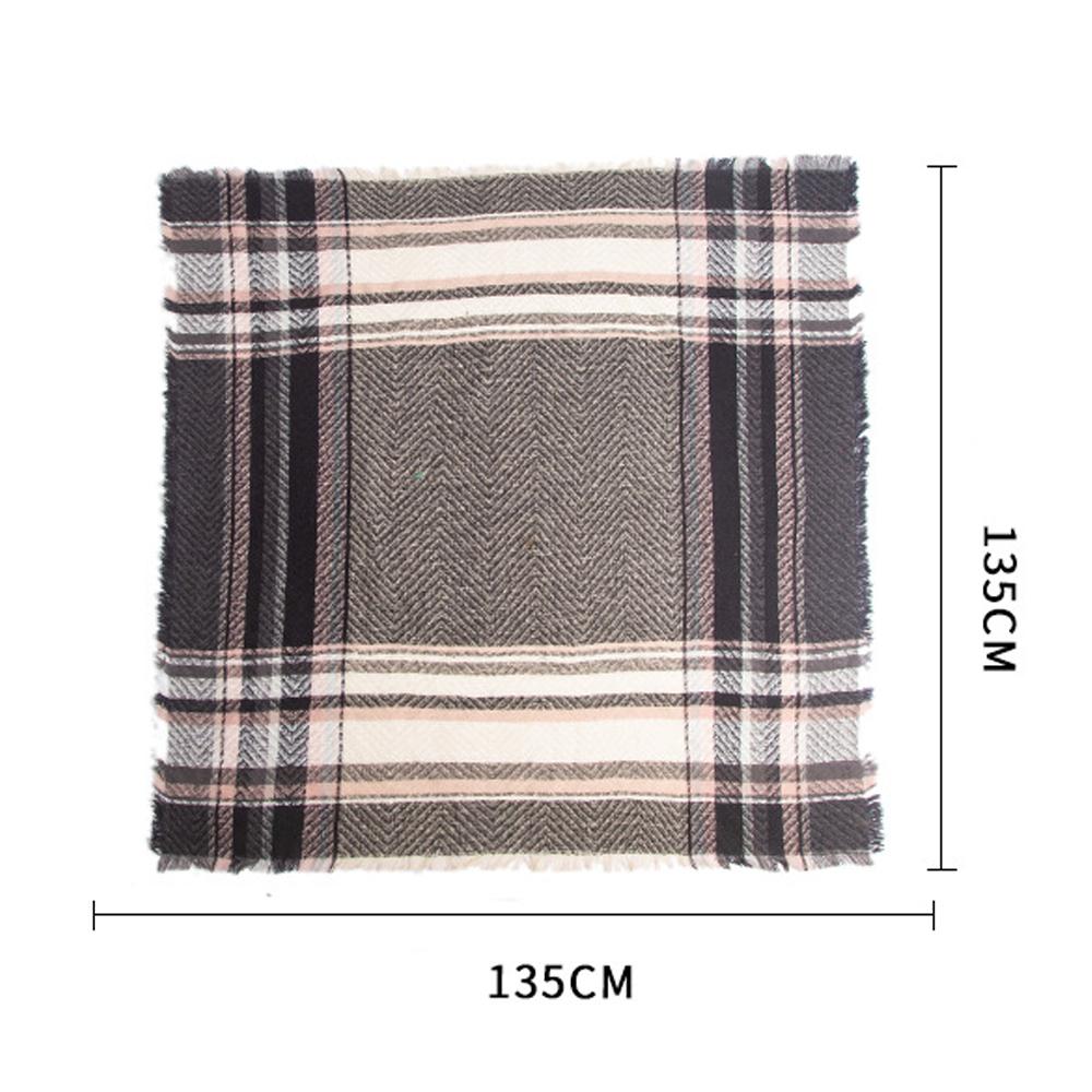 Клетчатый шарф женский осенне-зимний толстый квадратный шарф с рисунком рыбьей кости шаль